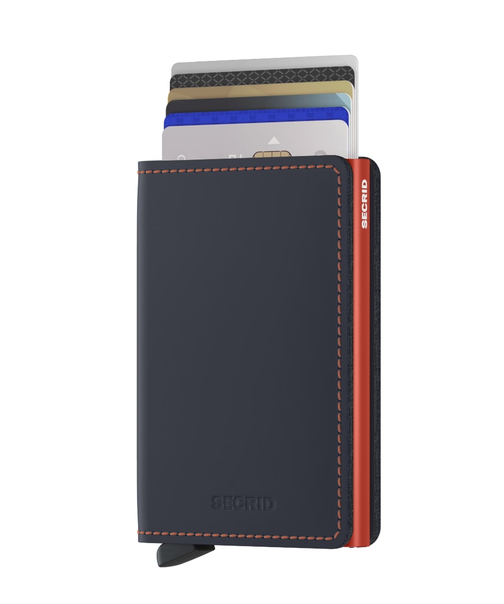 SECRID Slim Wallet aus Leder mit mehreren Kreditkartenfächern und rotem Akzent
