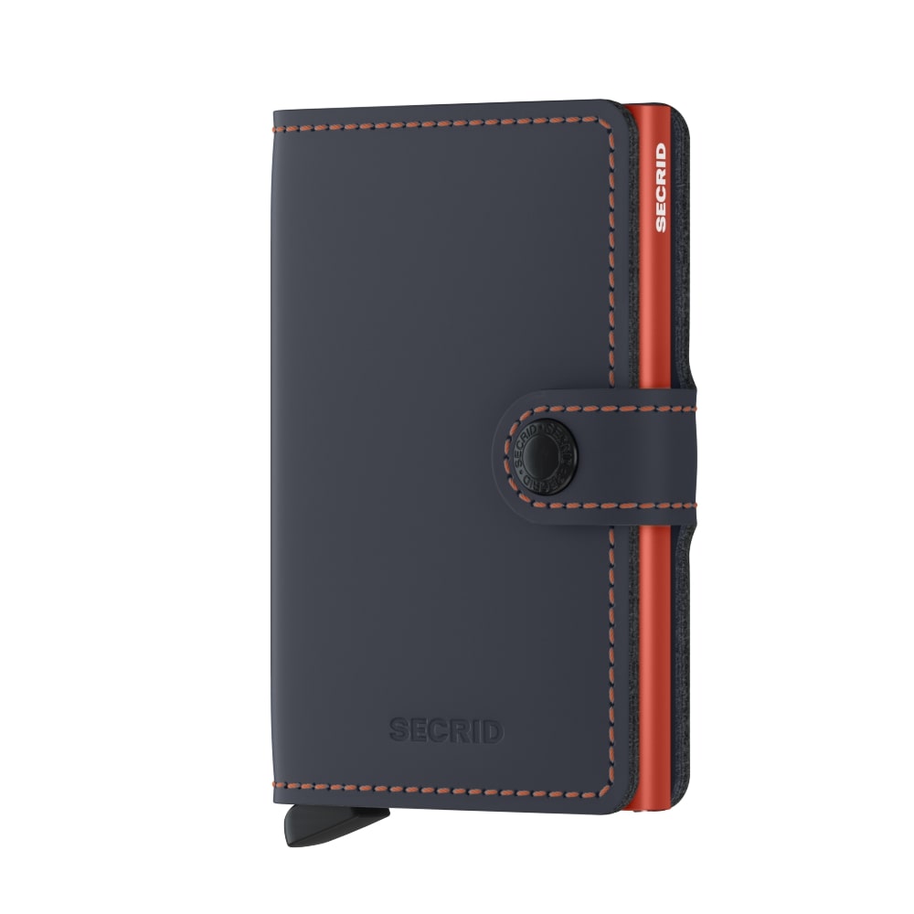 Secrid Slim Wallet aus schwarzem Leder mit rotem Akzent und Druckknopfverschluss